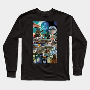 Retro sci fi mixed art Long Sleeve T-Shirt